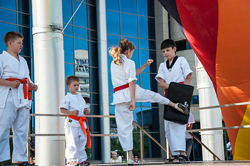 Image showing Children are engaged in Taekwondo