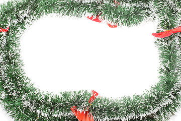 Image showing Christmas frame with spruce tinsel