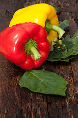 Image showing Sweet pepper and oak leaf