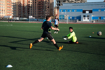 Image showing Soccer game The goalkeeper number 20