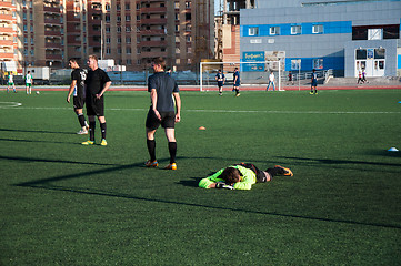 Image showing Soccer game The goalkeeper number 20