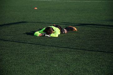 Image showing Soccer game The goalkeeper number 20