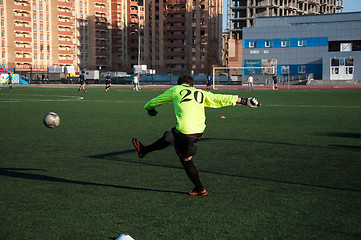 Image showing Soccer game The goalkeeper number 20