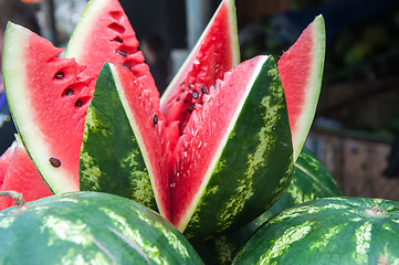 Image showing Watermelon is sold at the Bazaar