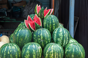 Image showing Watermelon is sold at the Bazaar