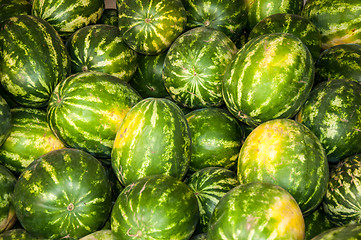 Image showing Watermelon is sold at the Bazaar