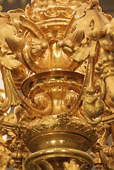 Image showing golden chandeliers