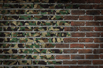 Image showing Dark brick wall - Army camouflage