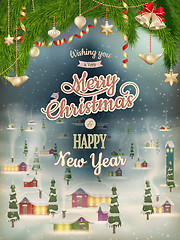 Image showing Christmas Poster with village. EPS 10