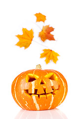 Image showing halloween, old jack-o-lantern on white