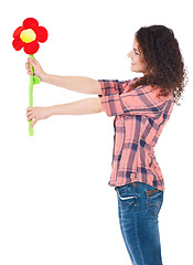 Image showing Girl with big flower