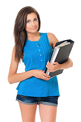 Image showing Young teacher with folder