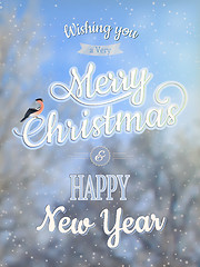 Image showing Christmas greeting card - snowy branches. EPS 10