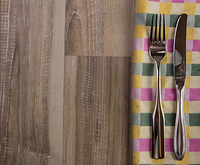 Image showing teatowel with cutlery