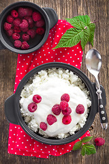 Image showing Cheese cottage with strawberry