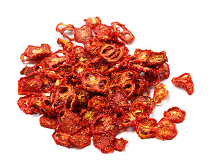 Image showing Dried slices of tomato on white background