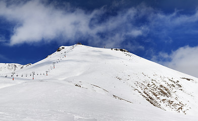 Image showing Panorama of ski resort at sunny winter day