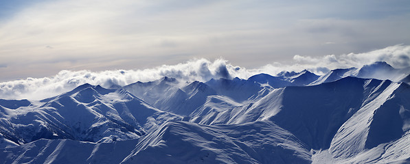 Image showing Panorama of evening mountains