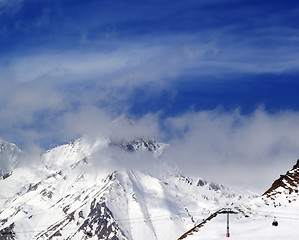 Image showing Winter mountains and sky in mist