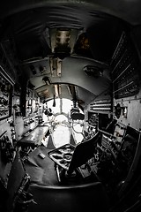 Image showing Interior of an old aircraft with control panel