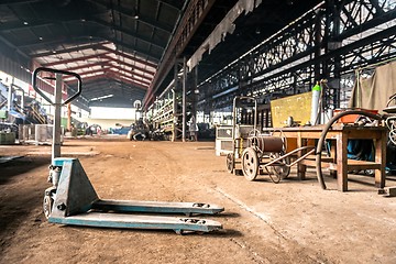 Image showing Manual forklift in industrial interior