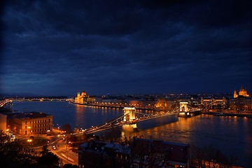Image showing Aerial view of Budapest with Danube