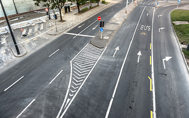 Image showing Closed off highway in a city