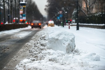 Image showing Cars covered in snow after blizzard