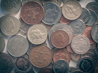 Image showing Retro look Pound coins