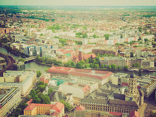 Image showing Retro look Berlin aerial view