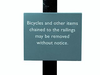 Image showing Bycicles sign