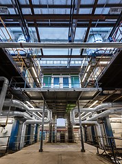 Image showing Industrial pipes in a thermal power plant