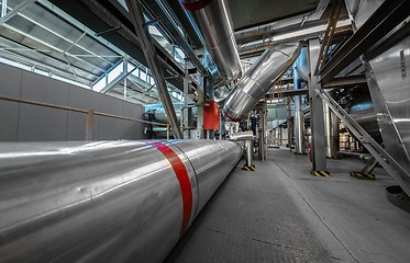 Image showing Industrial pipes in a thermal power plant