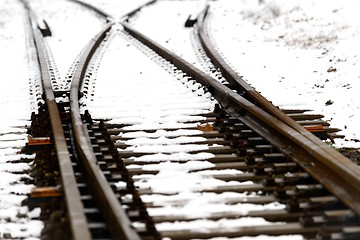 Image showing Railroad tracks in the snow