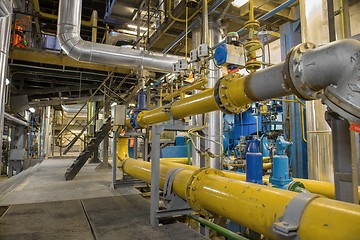 Image showing Industrial pipes in a thermal power plant