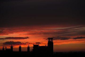 Image showing Artistic sunset with bright sky