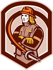 Image showing Fireman Firefighter Folding Arms Shield Retro