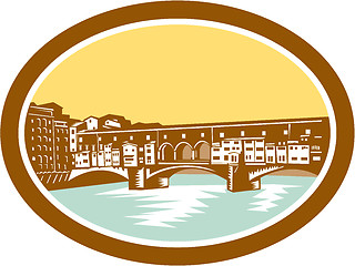 Image showing Arch Bridge Ponte Vecchio Florence Woodcut