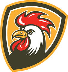 Image showing Chicken Rooster Head Mascot Shield Retro