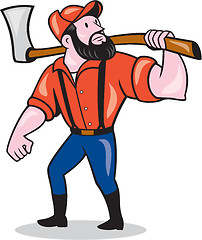 Image showing LumberJack Holding Axe Cartoon