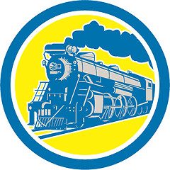 Image showing Steam Train Locomotive Circle Retro