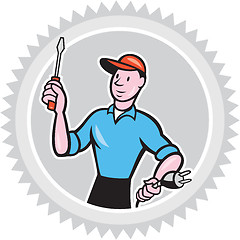 Image showing Electrician Screwdriver Plug Rosette Cartoon