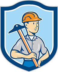 Image showing Engineer Architect T-Square Shield Cartoon