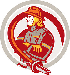 Image showing Fireman Firefighter Standing Folding Arms Circle