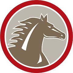 Image showing Horse Head Angry Circle Retro