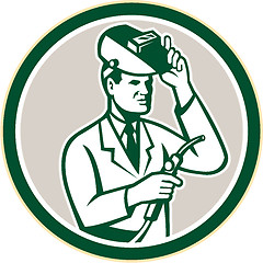 Image showing Scientist Lab Researcher Welder Circle Retro