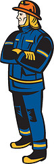 Image showing Fireman Firefighter Folding Arms Retro