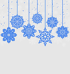 Image showing Christmas card with variation snowflakes