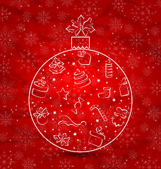 Image showing Abstract ball made in Christmas hand drawn elements, snowflakes 