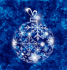 Image showing Christmas ball made in snowflakes on grunge background